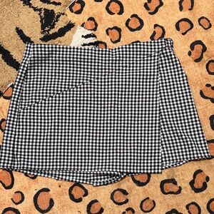Black and White Gingham Wrap Mini Skort